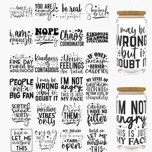 24 count Motivational phrases UV DTF Cup Wraps,UV DTF Transfer Paper for 16oz, Glasses, Tables, Chairs, Computers, High Viscosity UV DTF Wrap