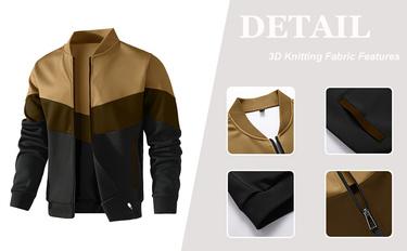 Grandclad Mens Lightweight Jacket Casual Bomber Jacket Color Block Varsity Coat