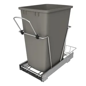 Rev-A-Shelf Pull Out Trash Can 35 Qt for Kitchen Cabinets, RV-12KD-13C-S Container Steel
