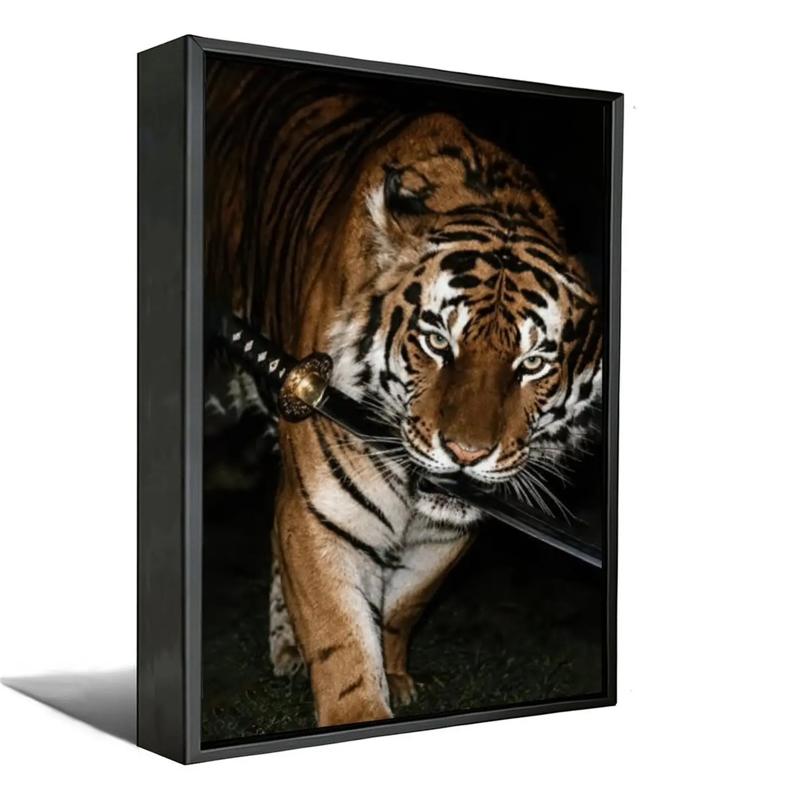 Japanese Samurai Aesthetic Poster, Katana Sword Tiger Wall Art for Bedroom, Game Room, and Trendy Room Decor
