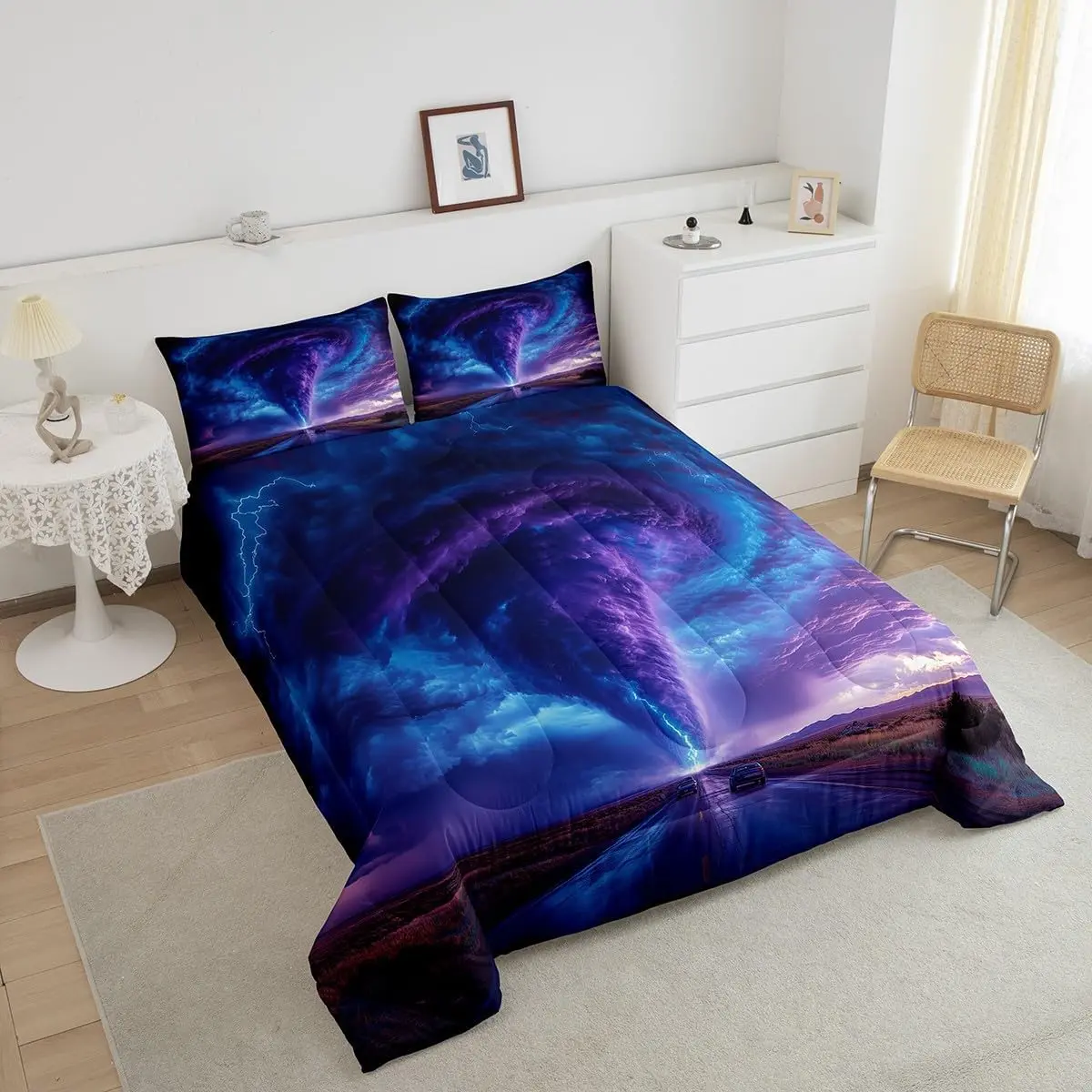 Feelyou Tornado Themed Bedding Set - Natural Disaster Decorative Bedroom Bedding Set, All-Season Breathable Soft Cozy Duvet Insert, Non-Down Scenic Comforter, Breathable Duvet Set