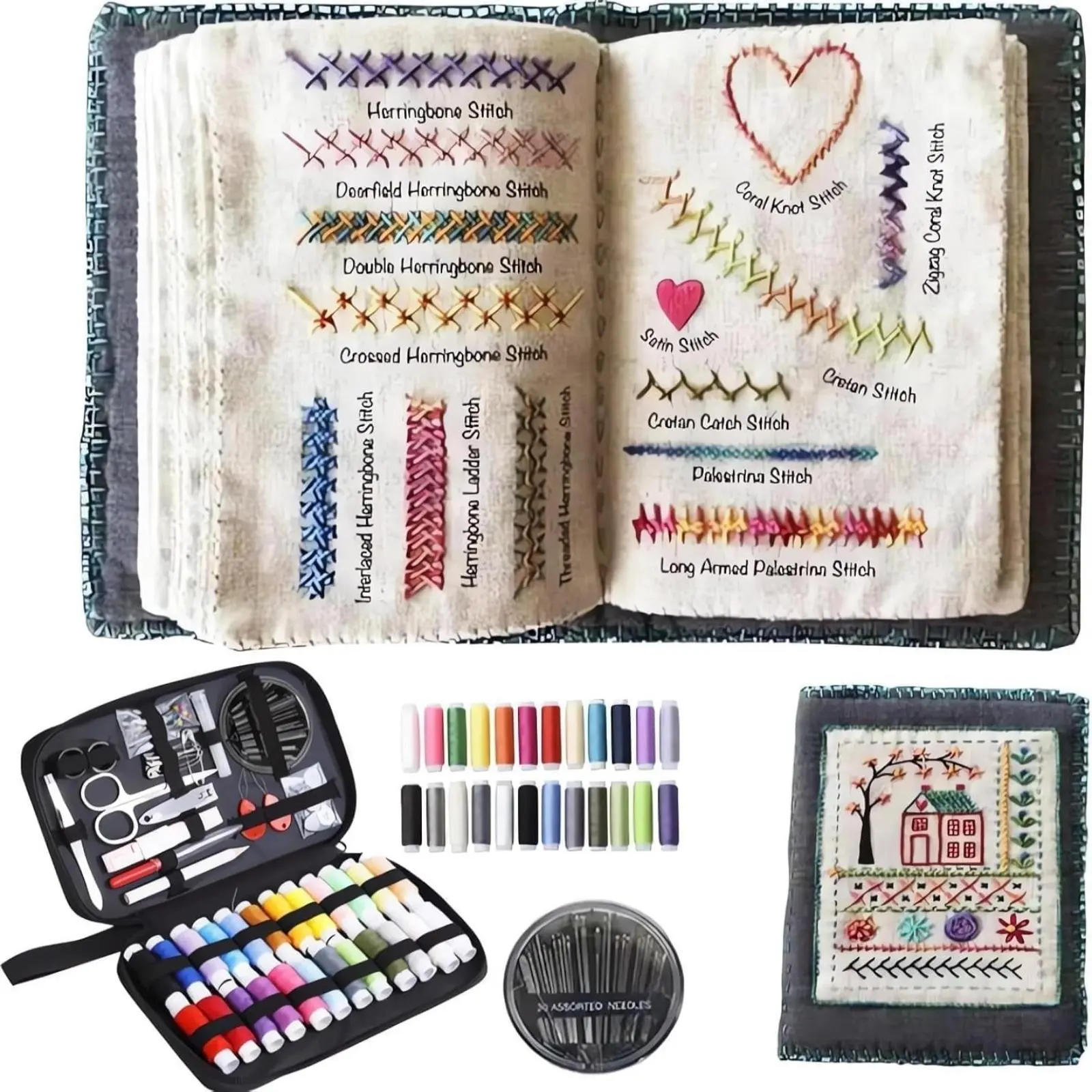 2026 Embroidery Thread Manual Set, A Portable All-scenario Embroidery Thread Manual, Comes with A Full Set of Tools and Teaching Tutorials, An Ideal Choice for Novice Hand Knitting Enthusiasts, Embroidery Kit