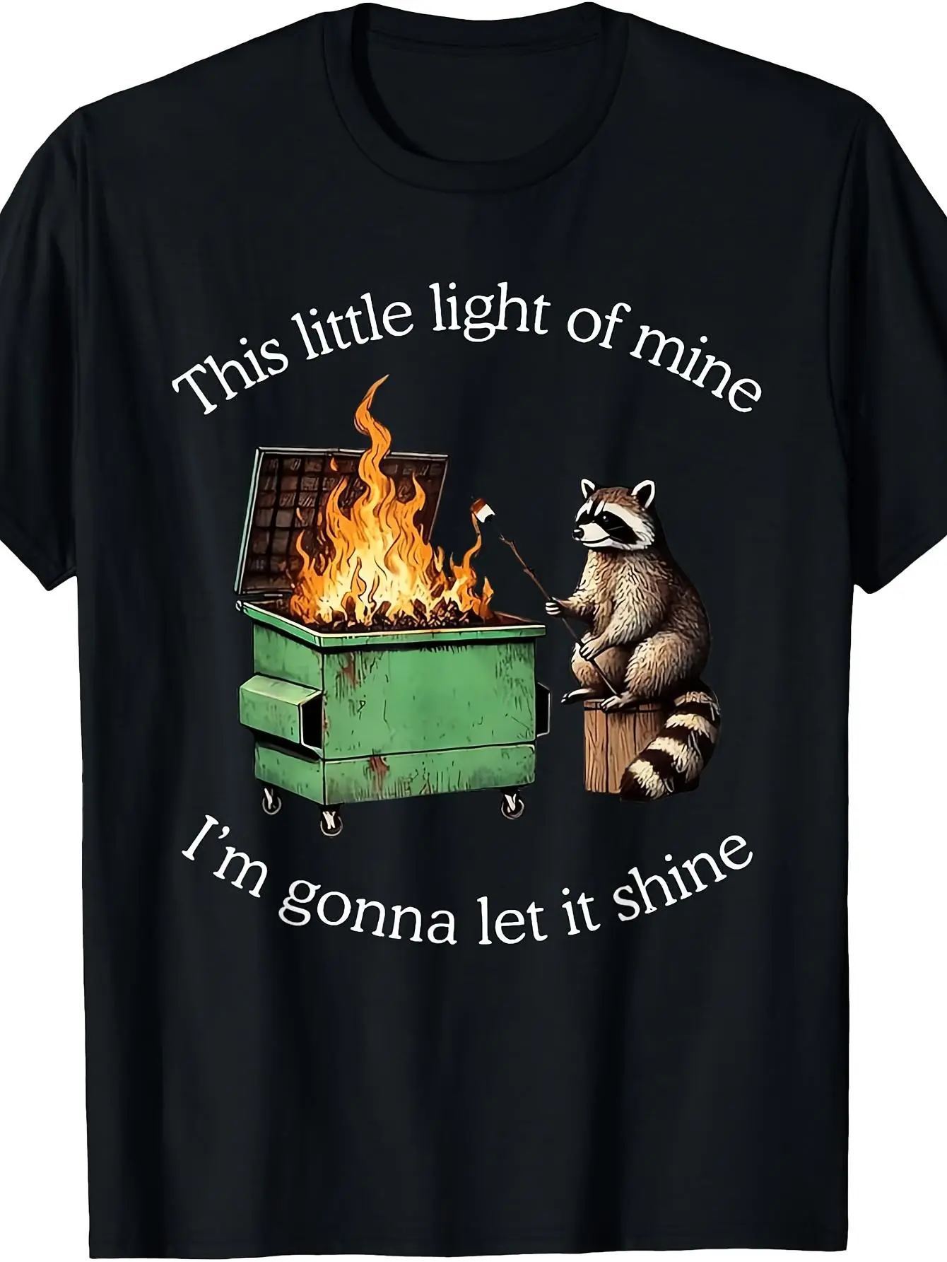 Women's 100% Cotton Vintage Rocket Raccoon Meme Graphic T-Shirt - Short Sleeve, Round Neck, Casual Streetwear Tops, All-Season Apparel, Sizes S-M-L