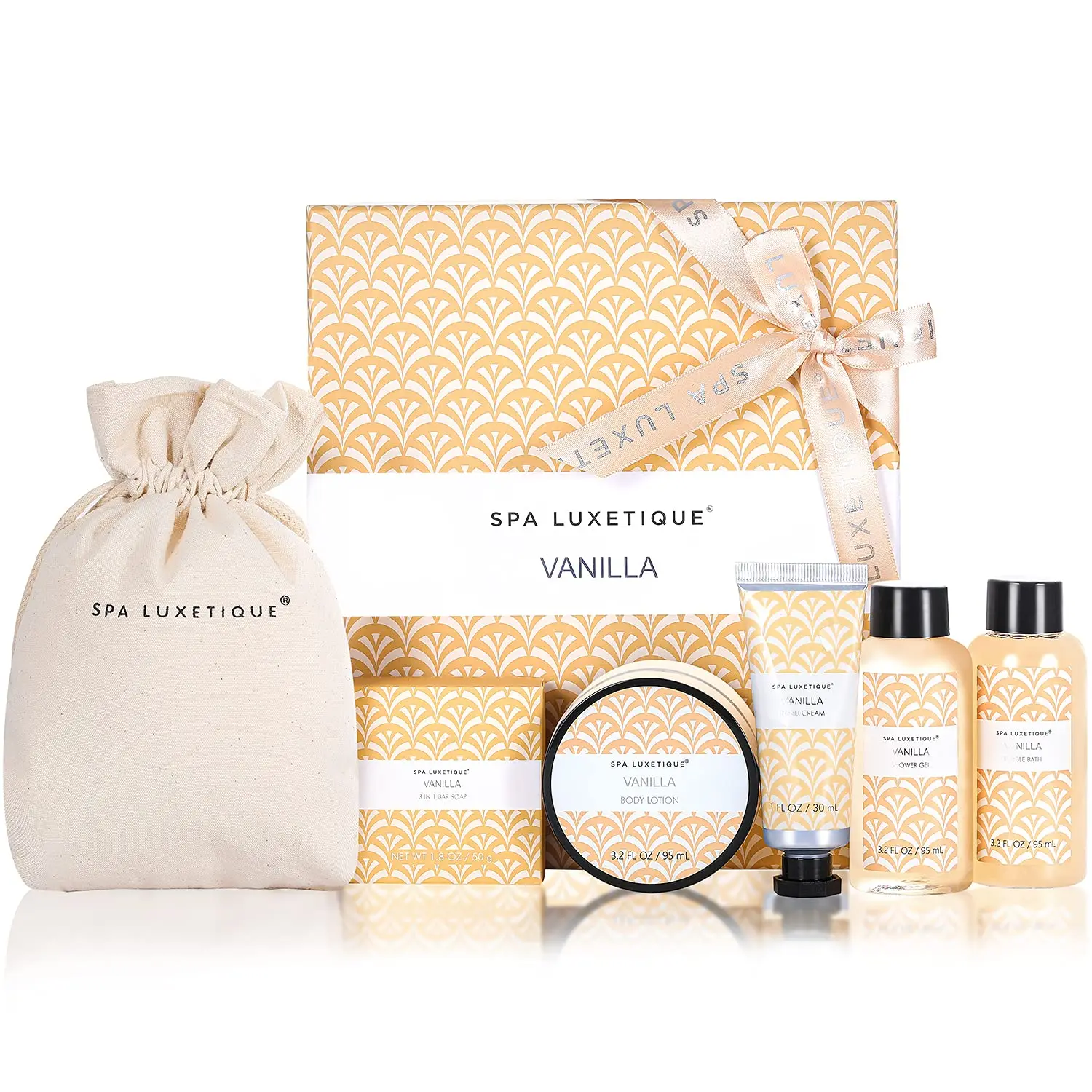 6pc Vanilla Bath and Body Care Gifts Set For Women With Body Lotion, Shower Gel, Bubble Bath, Hand Cream
