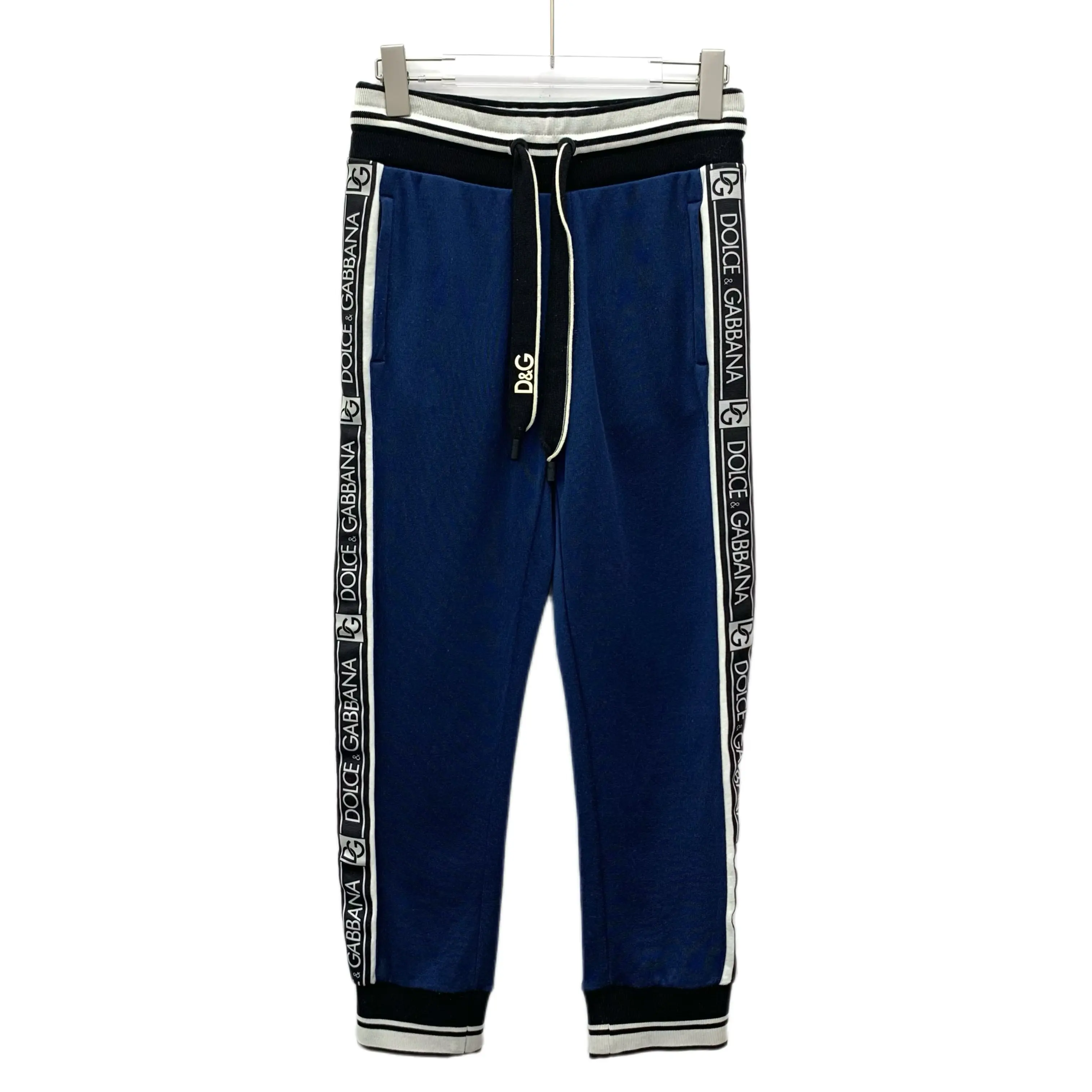 RDLT - Dolce Gabbana Dark Blue Side Logo Drawstring Cotton Casual Pants Size 44