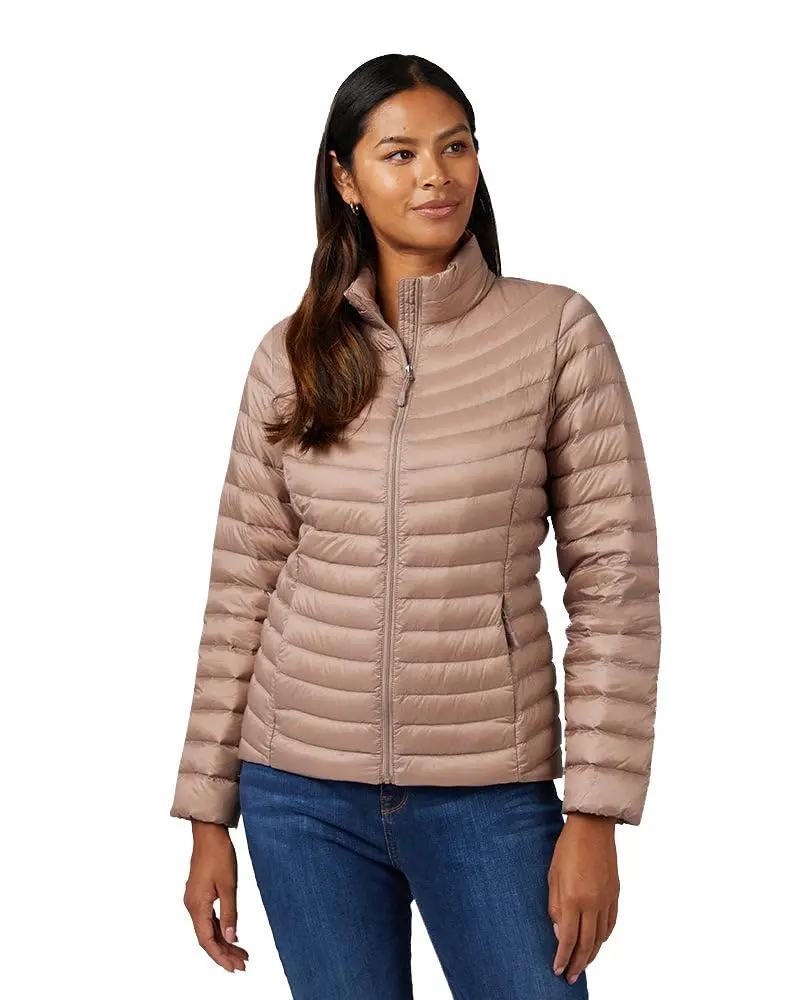32 Degrees Women's Quilted Ultra-Light Down Packable Puffer Jacket | Layering |Semi-Fitted | Zippered Pockets | Water Repellent, Metallic Taupe, XX-Large