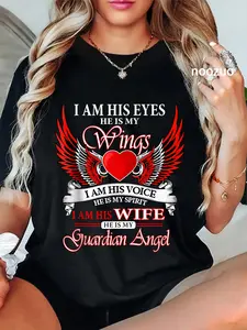 100% Cotton My Husband is My Guardian Angel In Heaven Memory Memorial T-Shirt