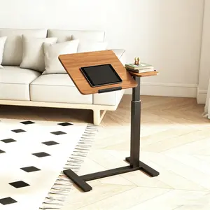 Mobile Adjustable Standing Desk with Flip Desktop & 4 Wheels, Height & Angle Adjustable Rolling Laptop Table, Overbed Bedside Desk for Home, Office & Study