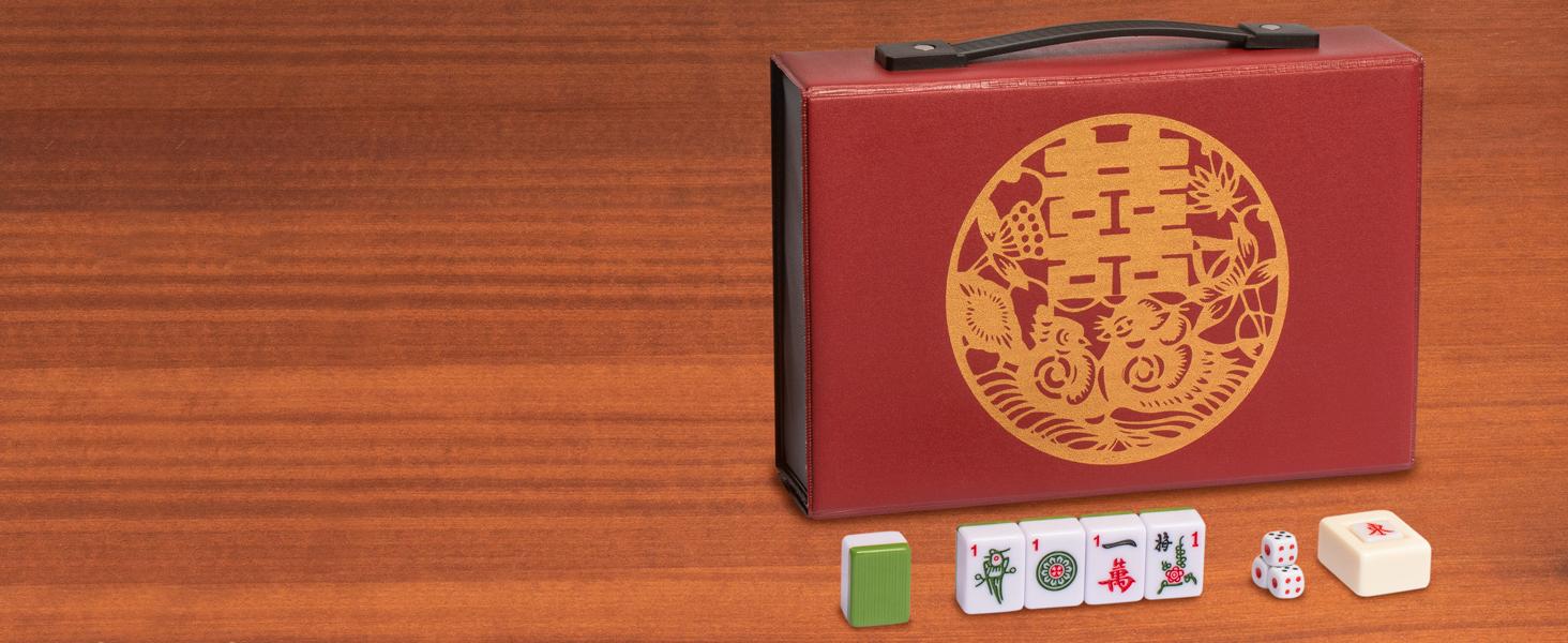 Yellow Mountain Imports Chinese Mahjong Set – Rouge Oasis – 146 Small Tiles for Chinese-Style Play