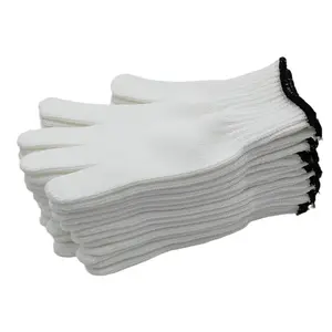 Labor Protection Gloves Extra Large Extra Thick White Nylon Cotton Yarn Pure Cotton Thread Wear Resistant Non Slip Oil Resistant for Construction Site Work/12 pairs value set