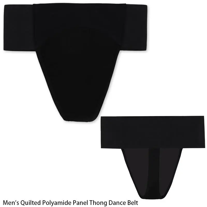 Men's Reinforced Seamed Front Double-Layered Thong Dance Belt - Anti-Slip Wide Elastic Waistband, 4-Way Stretch Lining Briefs for Ballet, Gymnastics Teams, Anti-Slip Band, Double Layered Front, Four Ways Stretch