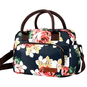 FAURALA Printed Insulated Lunch Bag for Women, Cute Patterned Tote & Crossbody Thermal Food Carrier with Adjustable Strap Leakproof Lunch Box Bag Keeps Meals Hot/Cold for Hours, perfect for office, school, picnics, and travel