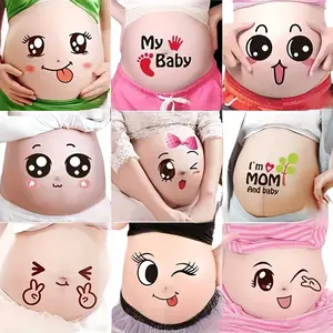 9pcs Maternity Pregnancy Belly Stickers, Humorous Facial Expressions, Photo Props for Expectant Mothers, Adhesive Maternity Photo Shoot Accessories, Party Celebrations, Age 16+, Paper Material