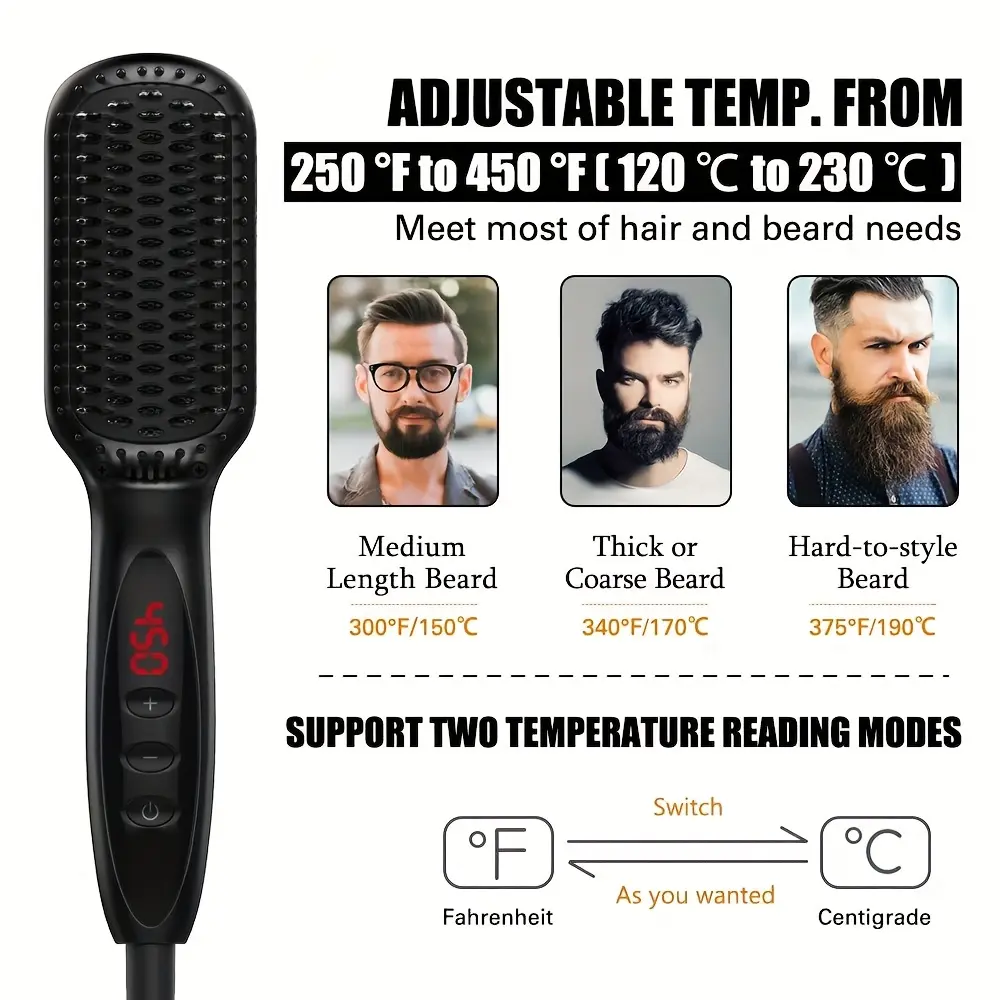 Electric Heating Hair Straightening Comb Beard Comb-Portable Hair Straightening Brush