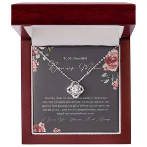 Heartfelt Bonus Mom Necklace Infinity Heart Jewelry with Card Perfect for Stepmom on Mothers Day Birthday Wedding or Christmas