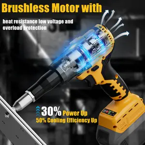 Electric Pop Rivet Gun, 3 Size (1/8", 5/32", 3/16") Aluminum Rivets, with Kit Nose Piece Hardware Tools