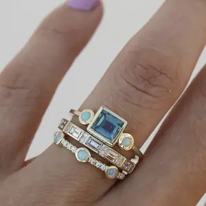 Luxurious three-piece set of rings, European and American women's fashion engagement rings