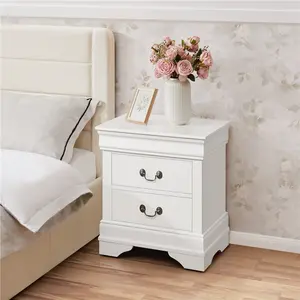 【Fully-Assembled】Yaheetech Modern 2-Drawer Nightstands Large Classic Greek style Bedside Tables with Storage, Wooden Painted Storage Cabinet for Bedroom