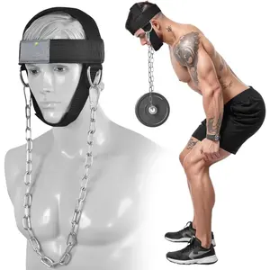 Neck Harness with Heavy-Duty Chain - Adjustable Head and Chin Straps for Neck Strength and Pain Relief