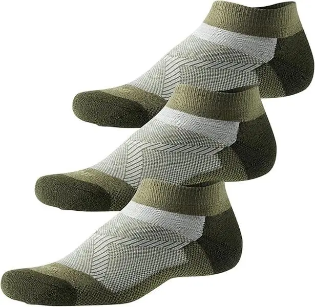 WANDER Adults' Merino Wool Acrylic Blend Running Ankle Socks (3 Pairs) - Regular Fit, 4-Way Mesh Venting Fabric, Breathable, Cushioned, Compression Support, Thermal Low-Cut, Moisture Wicking, for Running, Walking, Casual, Trekking, Athletic, Running Socks