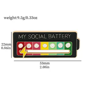 Mood Switch Energy Brooch Slidable Design Personalized DIY Social Battery Alloy Badge School Pin for School Use holiday pins