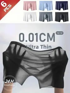 Men's Ice Silk Briefs Set of 6, Ultra-Thin High Elasticity, Soft Breathable, Sexy Design, Casual Outdoor Sports Comfort