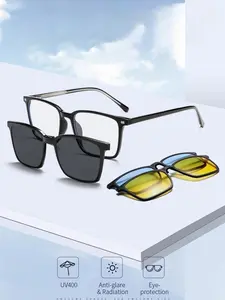 Unisex Fashion High Quality Sunglasses Magnetic 3-In-1 Blue Light Blocking Glasses, Polarized & Night Vision Lenses, Replaceable Prescription Lenses, All Seasons Use 6222