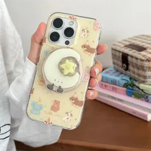 IPhone13/14/16/17 Pro Max | Yellow background full screen doll | Magnetic star holder | Best friend gift | Suitable for iPhone 11 12 13 14 15 16 17 Pro Max Protective Cover Protector