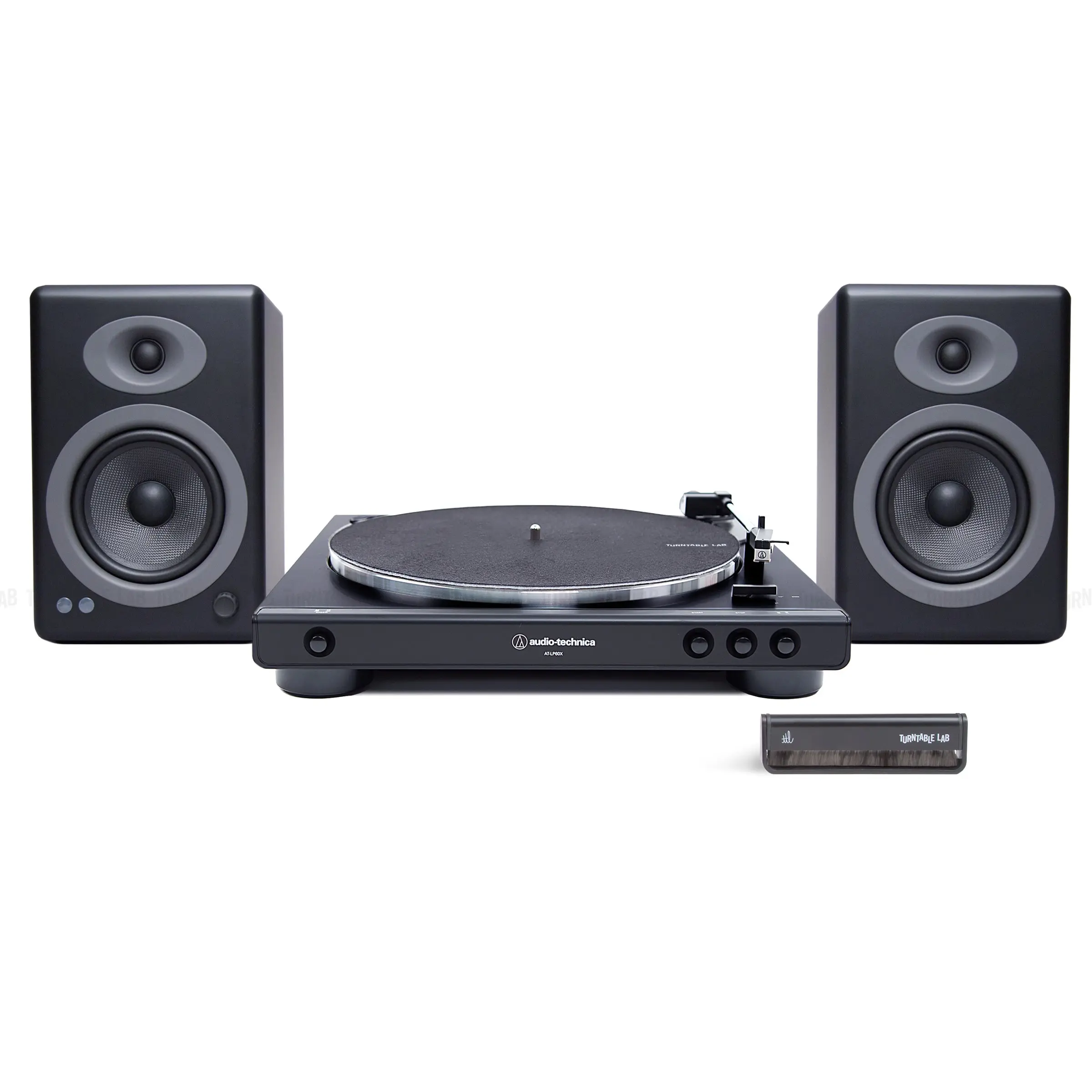 Audio-Technica AT-LP60X Vinyl Turntable & Audioengine A5+ Bluetooth Speaker Package with RCA Connections for Computer Use