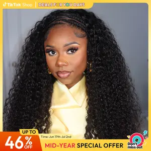 CurlyMe 250% Density Water Wave Wear Go Half Wig Invisible Hairline Seamless Flip Over 3 IN 1 Glueless Human Hair Wigs With Drawstring Pre-plucked Curly Hair Half Wig Ready to Wear #summerwins #DealsForYouDays