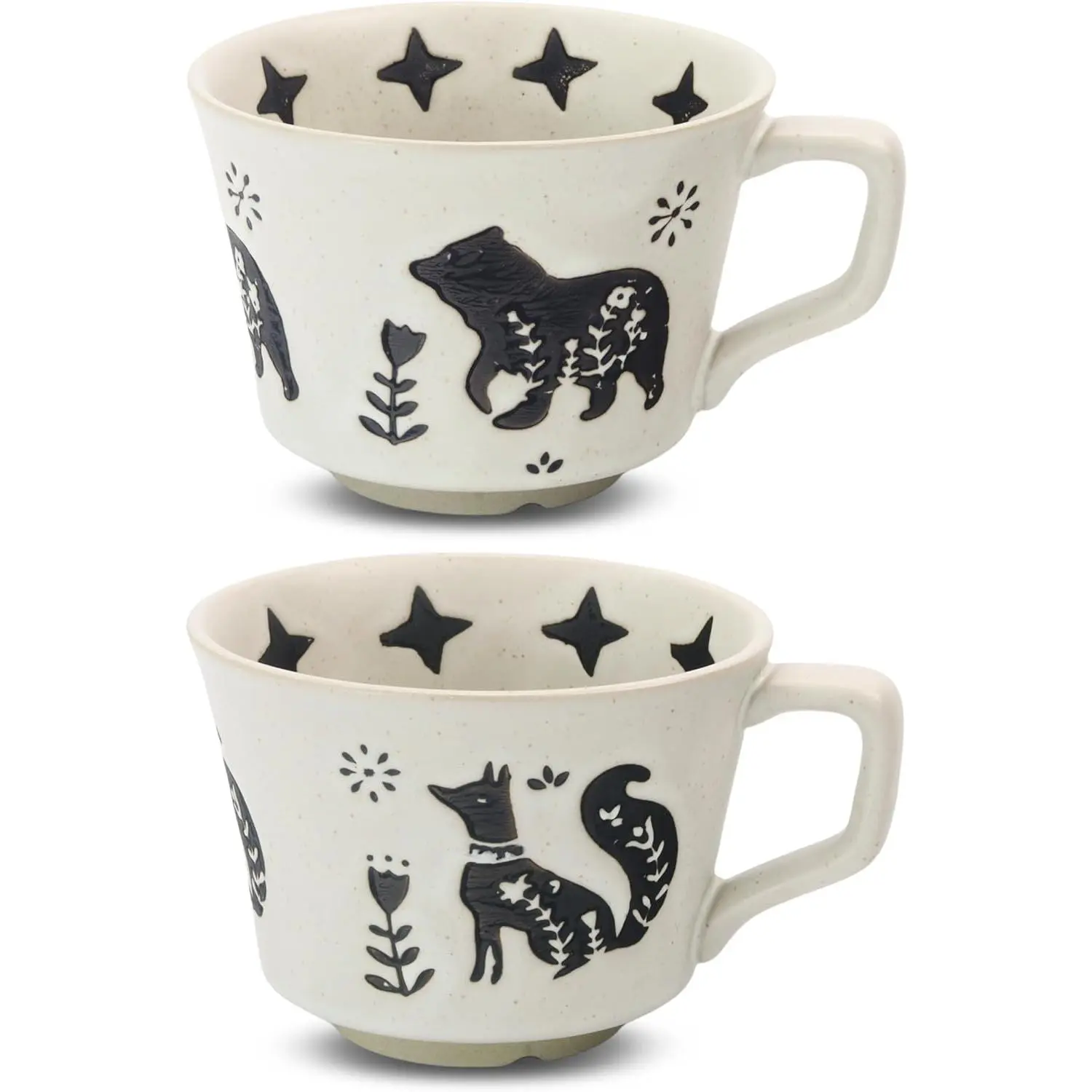 12 oz Ceramic Drink Mug - Stoneware Teacup with Large Handle, Washable Novelty Cup for Tea, Latte