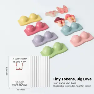 Cute Cartoon Design Pocket Hug Card, 4 Counts/set Mini Resin Greeting Card with Self Adhesive Sticker, Party Gift for Friends & Family,Holiday Gift