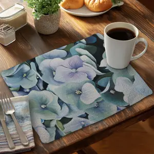 360 Stand Purple Hydrangea Botanical Braided Polyester Placemat (14x18 in) with Coasters for Drinks, Kitchen Tableware for Home Decor, Model CBPM1418P80OJV