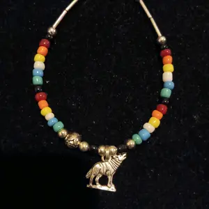 Charming Silver Howling Wolf Bracelet with Navajo Fire Color Design