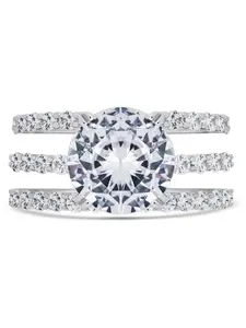 Sterling Silver Brilliant Engagement Ring Set of 3