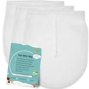 Nut Milk Bag Reusable 3 Pack 12" x 10" Cheesecloth Bags for Straining Almond/Soy Milk Greek Yogurt Strainer Milk Nut Bag for Cold Brew Coffee Tea Beer Juice Fine Nylon Mesh Cheese Cloth