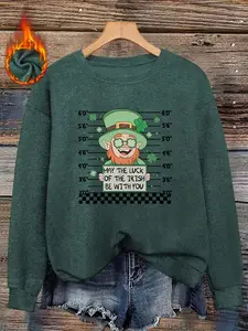 Women's Fall Winter Fitted Long Sleeve Graphic Top, Soft Warm Casual Daily Wear, Fun Elf Print Holiday Atmosphere Shirt