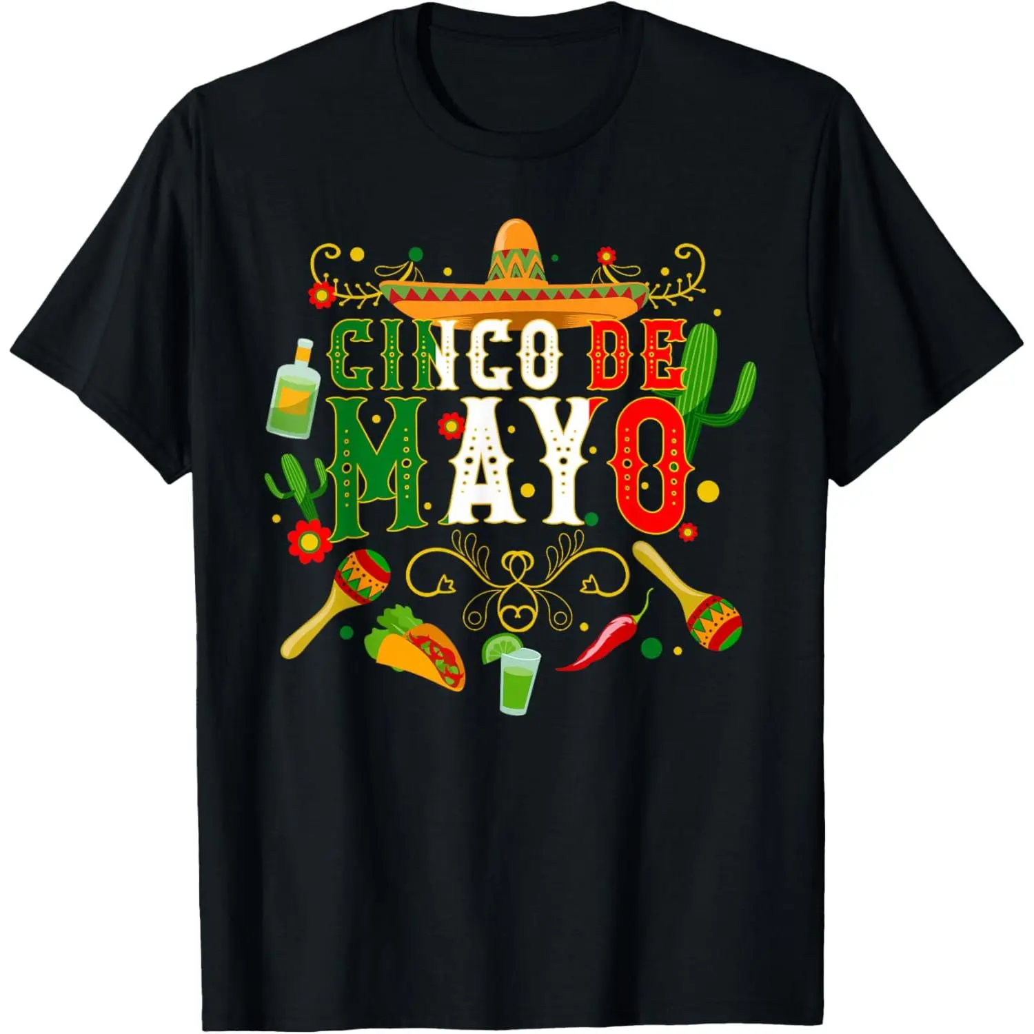 [100% Cotton] Fiesta Cinco De Mayo T Shirts Men Women Tshirt Taco T-shirt T-Shirt