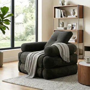 Vacuum Packed Sofa Easy Setup Soft Corduroy Upholstery Modular Sectional No Assembly Compact Foldable Cloud Couch for Small Space