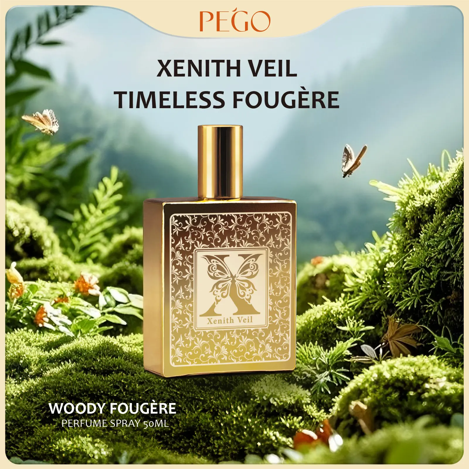 PEGO Xenith Veil Eau de Parfum for Men - 50ml Travel Size Single Item, Woody Fougère Scent, Long-Lasting, Ideal for Daily Use, Dates & Gifting, Alcohol-Based