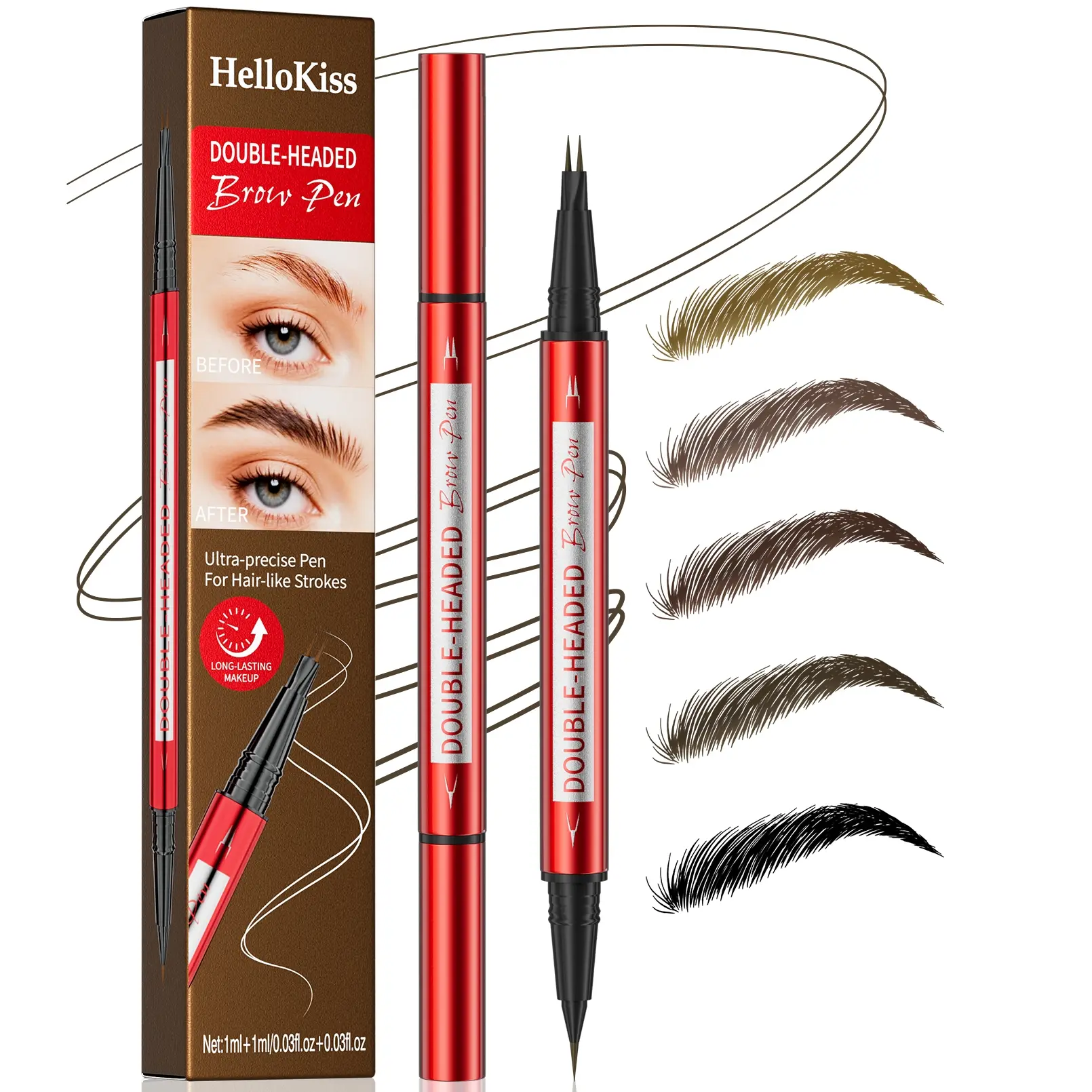 2 in 1 Natural Eyebrow Pencil, 1 Count Long Lasting Eyebrow Pencil, Eye Brow Makeup Tool, Makeup Accessories, Cosmetic Product for Women