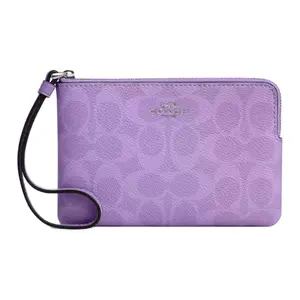 COACH Corner Zip 16 Coated Canvas Wristlet in Purple for Women