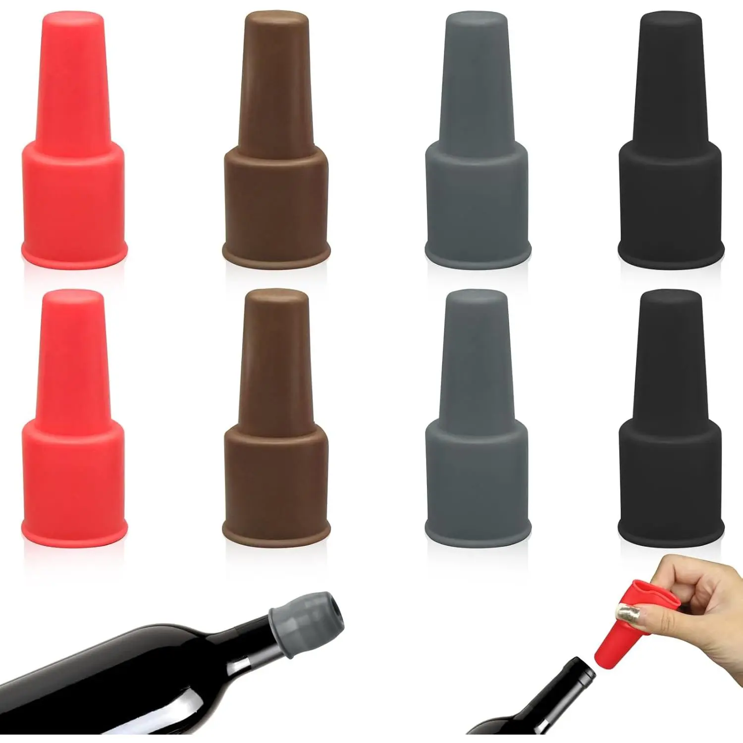 8 count   Stopper for  Bottles,  Sparkling  Bottle Stopper,   Seal Stopper,  Bottle Cover Caps to Keep  Fresh,  Champagne Stopper Home Use(4 Colors)
