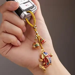 Chinese style lucky koi keychain - copper koi pendant car key pendant bag hanging means good luck and auspiciousness