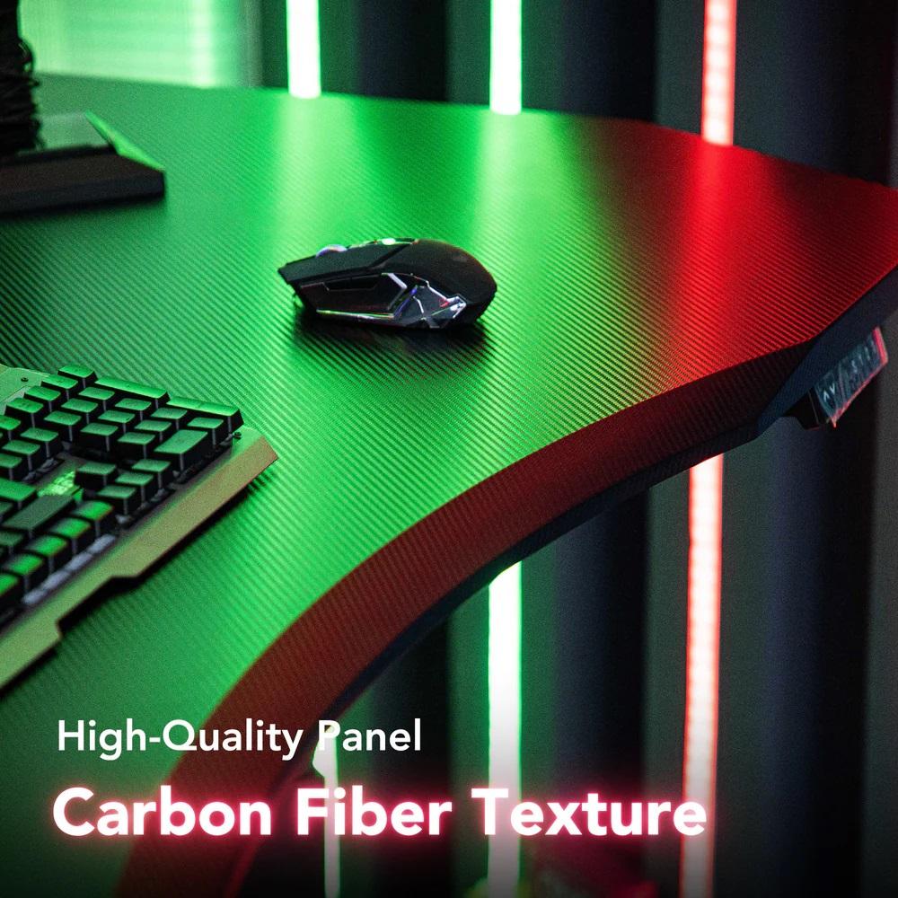RGB Electric Height Adjustable Standing Gaming Desk, 63"×31.5" Large Ergonomic Curved Desktop, Dual-Motor Lift 27"–46" (≤50 dB), Sturdy 220 kg Steel Frame, for Home Office & Gaming (Ships in 2 Packages)