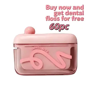 【Free 60 pieces of dental floss】Travel-sized storage case - features an automatic pop-up dispenser, portable and refillable, perfect for oral care at home, in restaurants, and while traveling.trinket trade box.home essentials.mini gifts