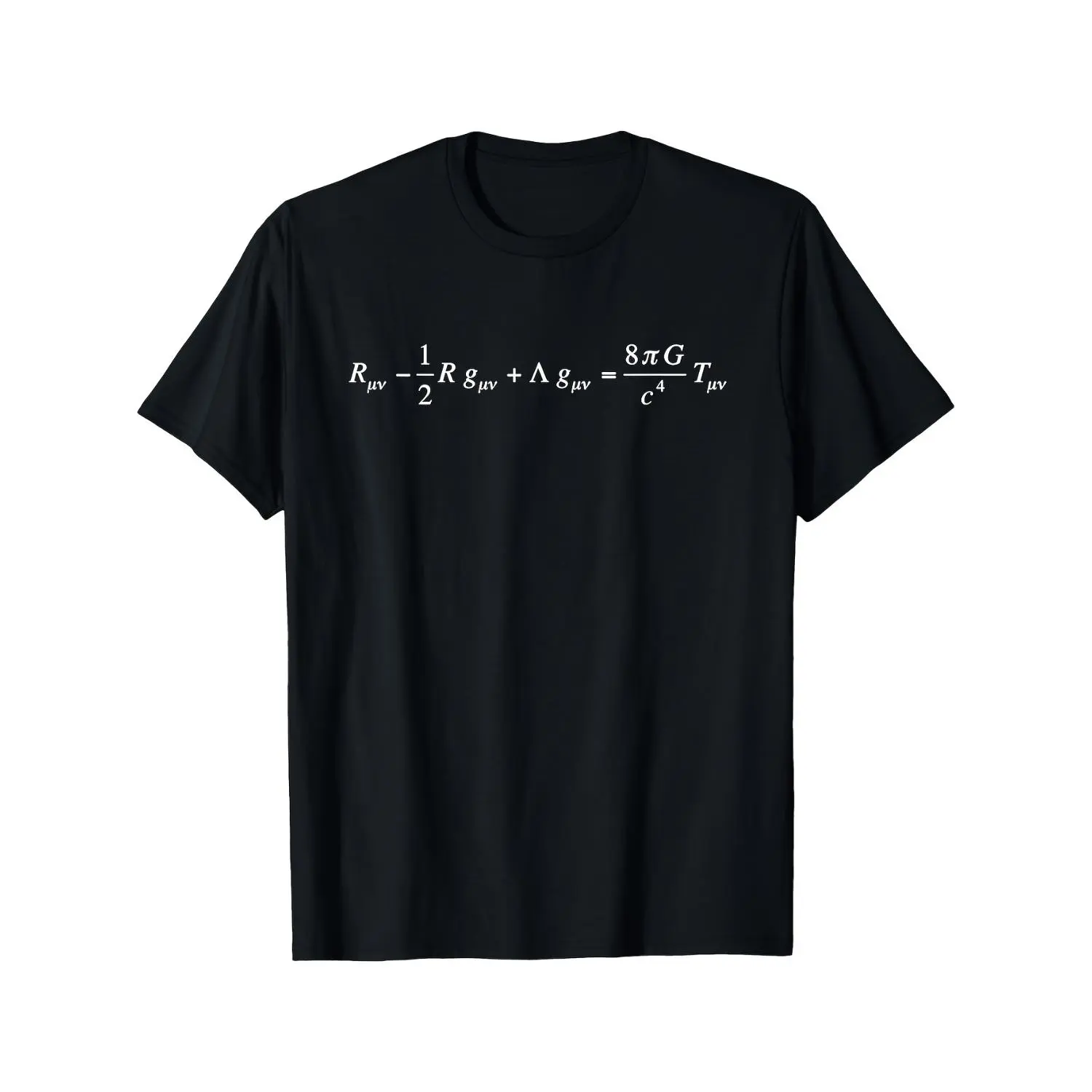 Mens Heavyweight 180gsm General Relativity Field Equations Cotton T-shirt Black White Mathematical Formula EFE Physics Nerd Wear for Scientists Teachers Students Casual Formal Events Relativity