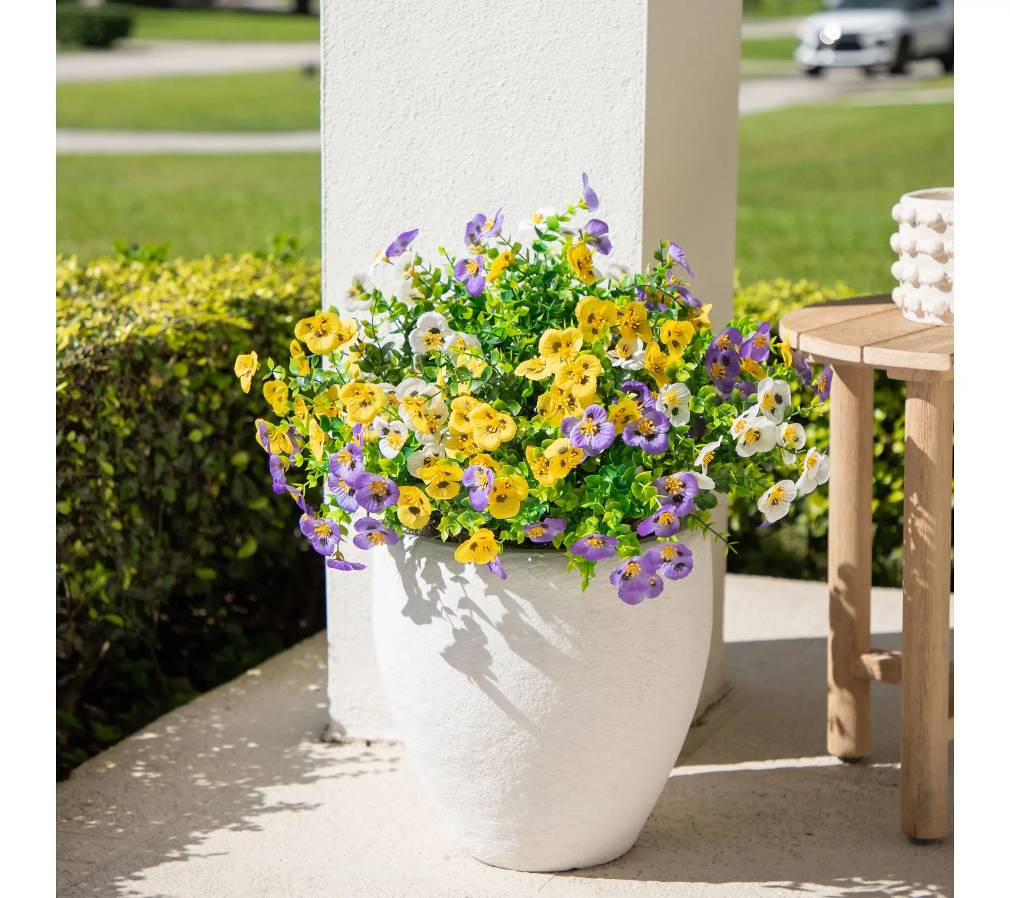Nearly Natural 13-in UV Resistant Pansy Bush -Set of 12