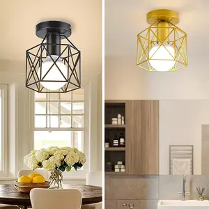 Vintage Industrial E27 /gold Ceiling Light Fixture, Retro Embedded Mini Metal Pendant Lamp, Country Style Lighting Decor