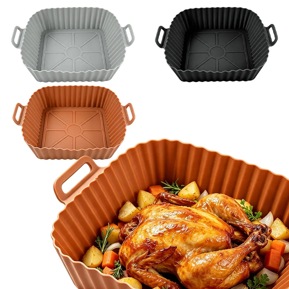 3PCS Thickened Fryer Mats, Reusable Silicone Air Fryer Liners - 7 Inches, Suitable Air Fryers - Oven And Microwave Safe - Easy to Clean And Non-Stick - Perfect for Healthy Cooking